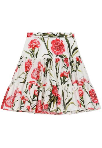 Dolce & Gabbana Kids floral-print high-waisted skirt - Bianco