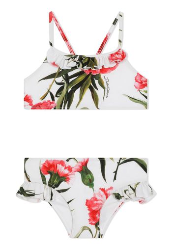 Dolce & Gabbana Kids floral-print bikini - Bianco