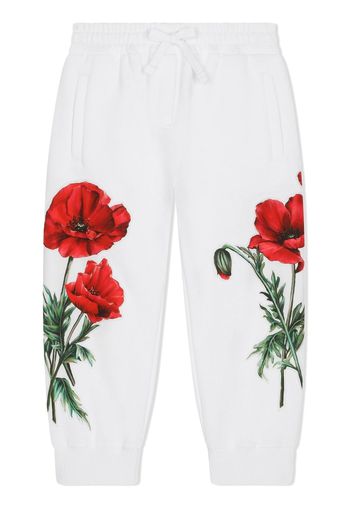 Dolce & Gabbana Kids Pantaloni sportivi a fiori - Bianco