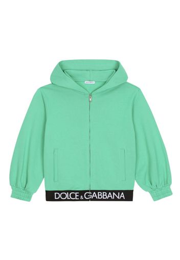 Dolce & Gabbana Kids logo-waist zipped sweatshirt - Verde