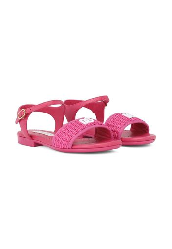 Dolce & Gabbana Kids monogram-logo interwoven leather sandals - Rosa