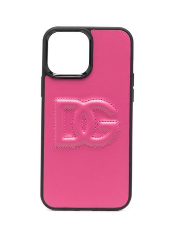 Dolce & Gabbana embossed-logo leather iPhone case - Rosa