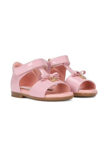 Dolce & Gabbana Kids logo-plaque touch-strap sandals - Rosa