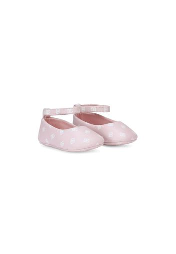 Dolce & Gabbana Kids logo-print ballerina shoes - Rosa