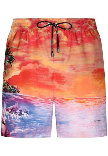 Dolce & Gabbana beach-print swim shorts - Rosso