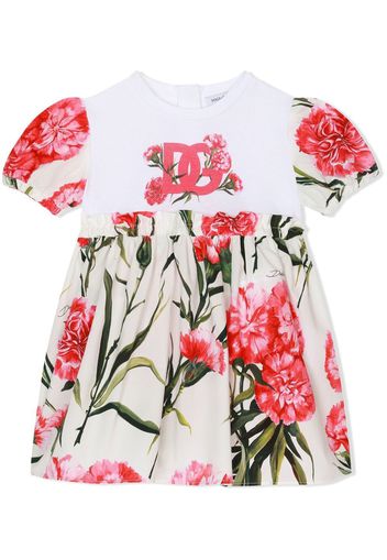 Dolce & Gabbana Kids logo-print floral dress - Bianco