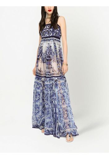 Dolce & Gabbana Majolica-print silk maxi dress - Blu