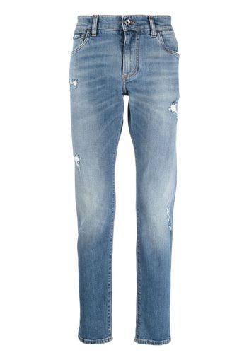 Dolce & Gabbana distressed effect straight leg jeans - Blu