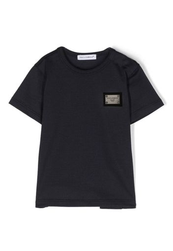 Dolce & Gabbana Kids logo-plaque cotton T-Shirt - Blu