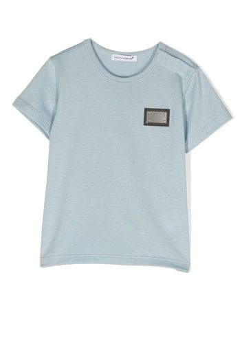 Dolce & Gabbana Kids logo-plaque short-sleeve T-shirt - Blu