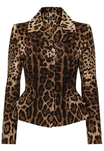 Dolce & Gabbana leopard-print single-breasted jacket - Marrone