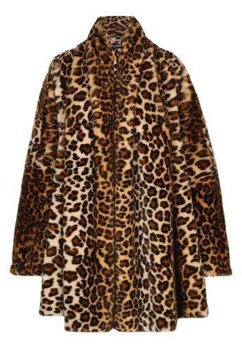 Dolce & Gabbana Cappotto leopardato in finta pelliccia - Marrone