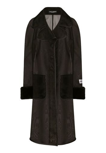 Dolce & Gabbana Cappotto semi trasparente con pelliccia sintetica - Nero