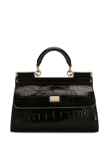 Dolce & Gabbana Borsa tote Sicily con effetto coccodrillo - Nero