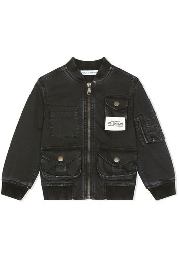 Dolce & Gabbana Kids Giacca denim con applicazione - Nero