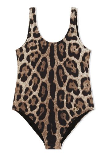 Dolce & Gabbana Kids Costume intero leopardato - Marrone