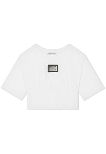 Dolce & Gabbana Kids T-shirt con placca logo - Bianco