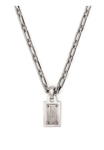 Dolce & Gabbana logo-pendant chain-link necklace - Argento