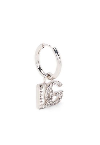 Dolce & Gabbana crystal-embellished logo-charm hoop - Argento