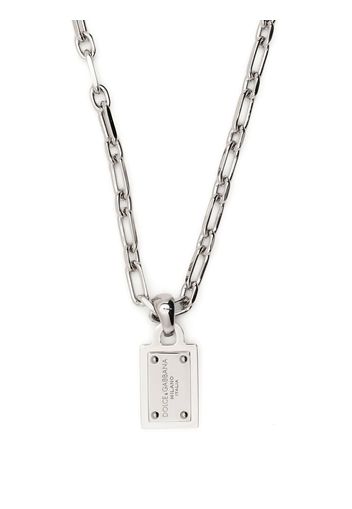 Dolce & Gabbana logo-pendant chain-link necklace - Argento