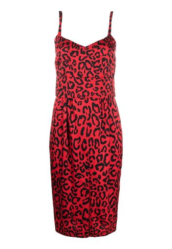 Dolce & Gabbana leopard-print midi dress - Rosso