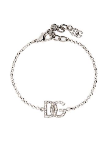 Dolce & Gabbana crystal-embellished logo-charm bracelet - Argento