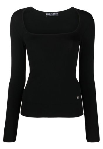 Dolce & Gabbana square-neck knitted top - Nero