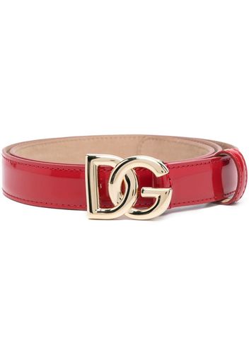 Dolce & Gabbana logo-plaque patent belt - Rosso