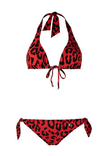 Dolce & Gabbana leopard-print bikini set - Rosso