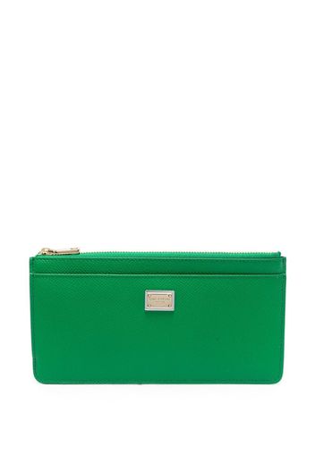 Dolce & Gabbana logo-plaque leather wallet - Verde