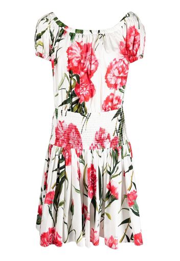 Dolce & Gabbana Carnation-print flared minidress - Bianco