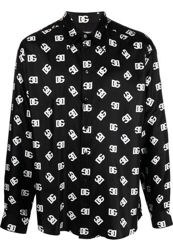 Dolce & Gabbana logo-print silk shirt - Nero