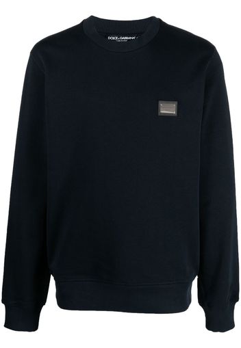 Dolce & Gabbana logo-patch long-sleeve jumper - Blu