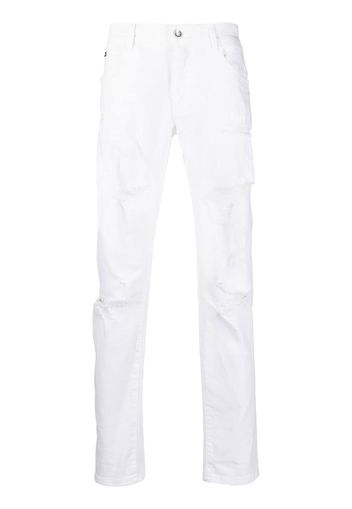 Dolce & Gabbana distressed-effect cotton straight trousers - Bianco