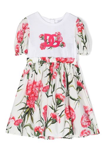 Dolce & Gabbana Kids floral logo-print dress - Bianco