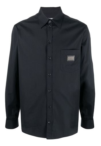 Dolce & Gabbana logo-plaque cotton-poplin shirt - Nero