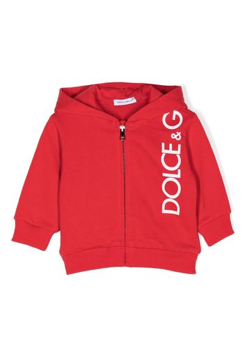 Dolce & Gabbana Kids logo-print zip-up hoodie - Rosso