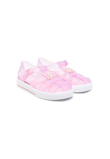 Dolce & Gabbana Kids logo cage flat sandals - Rosa