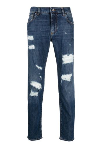 Dolce & Gabbana distressed-effect straight-leg jeans - Blu