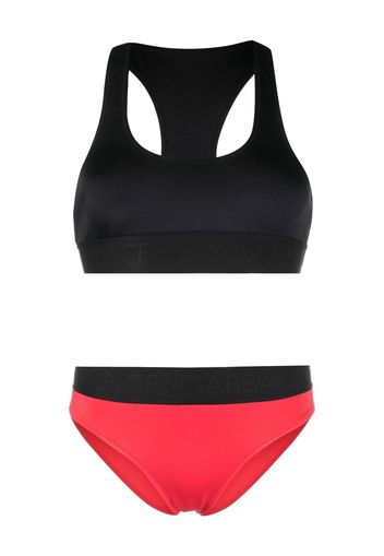 Dolce & Gabbana logo-tape two-tone bikini - Nero