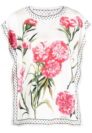 Dolce & Gabbana floral-print silk blouse - Bianco