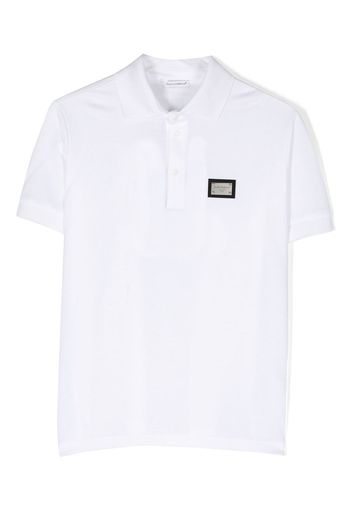 Dolce & Gabbana Kids logo-plaque polo shirt - Bianco