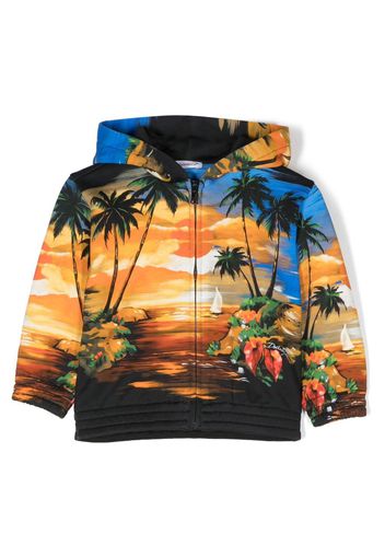 Dolce & Gabbana Kids tropical print hooded jacket - Blu