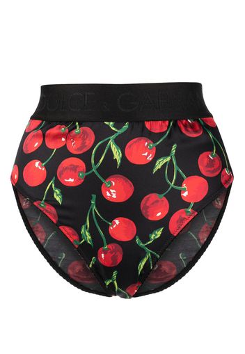 Dolce & Gabbana cherry-print high-waist briefs - Nero