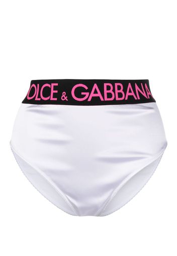 Dolce & Gabbana logo-waistband satin briefs - Bianco