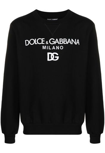 Dolce & Gabbana logo-embroidered cotton sweatshirt - Nero