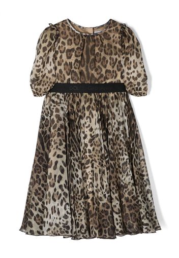 Dolce & Gabbana Kids animal-print silk dress - Marrone