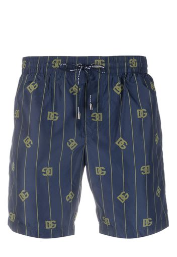 Dolce & Gabbana monogram-print drawstring swim shorts - Blu