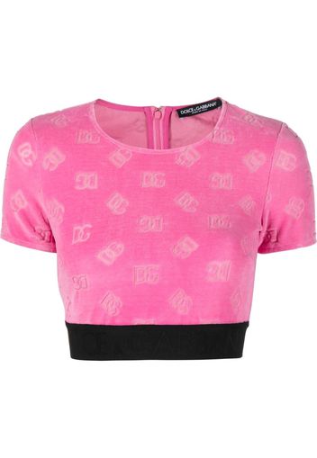 Dolce & Gabbana cropped logo-jacquard top - Rosa