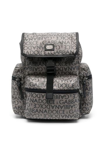 Dolce & Gabbana Kids debossed logo-print backpack - Marrone